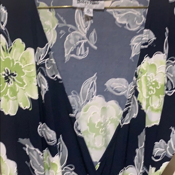 Navy Blue Dress with Lime green and grey flowers. - Picture 4 of 4